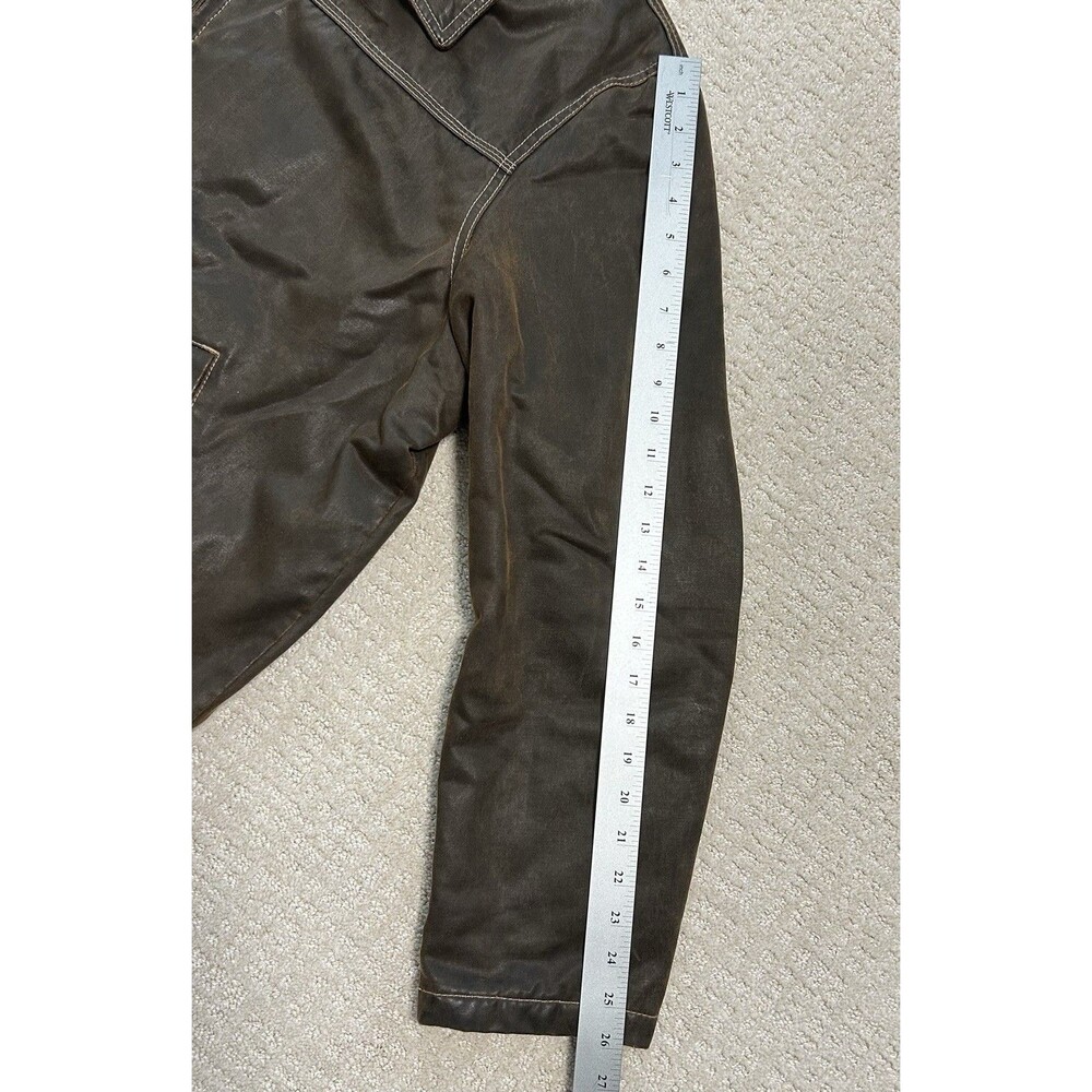 Mens Columbia Bomber Biker Jacket Size Large Distressed Oil Cloth Cotton Y2K VTG - Picture 11 of 12